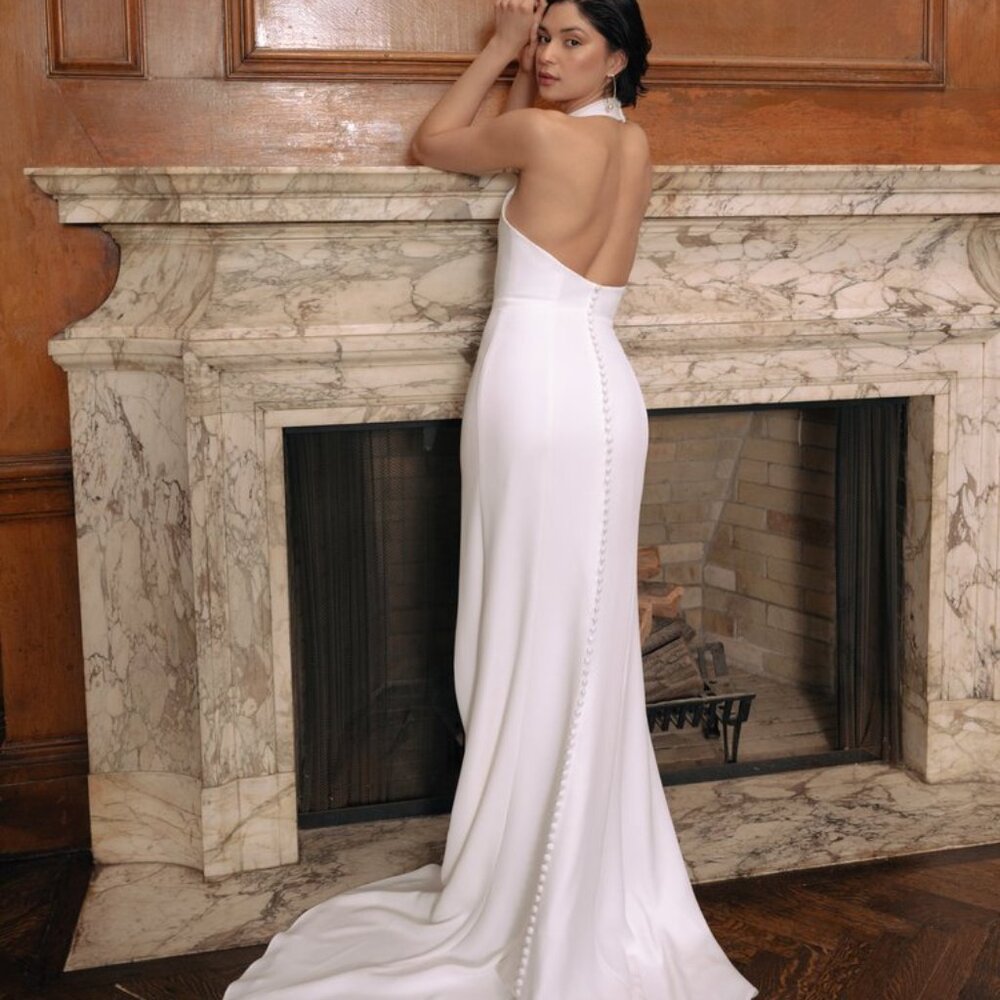 Jenny Yoo Justine Wedding Gown Size 12 NEW Crepe - Picture 10 of 10